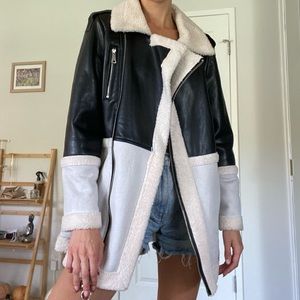 Black and white leather and fabric forever21